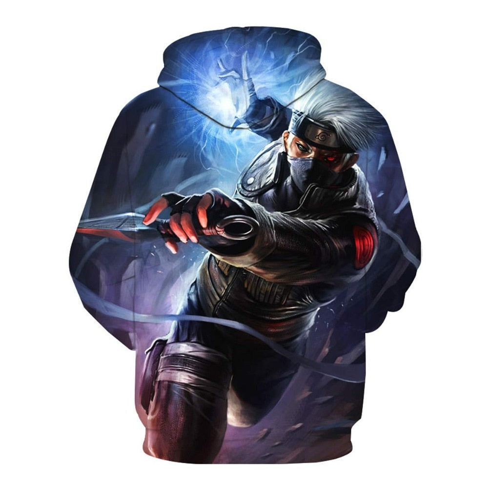 Naruto Anime Hoodies 3D Men Women Sasuke Autumn Harajuku Kakashi 3D Cartoon Print Sweatwear Men's Hoodies Sweatshirt Coats-3