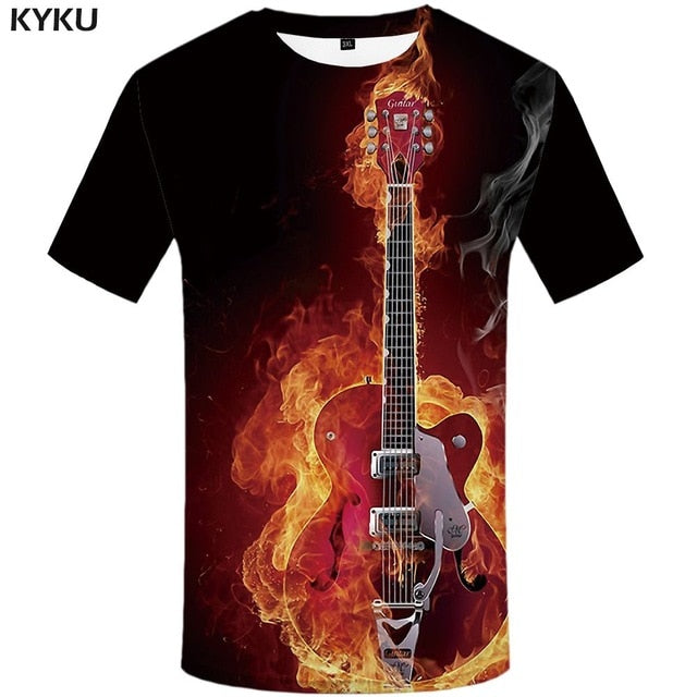 Men Music T-shirts 3d Guitar Tshirts Casual Metal Shirt Print Gothic Anime Clothes Short Sleeve t shirts-12