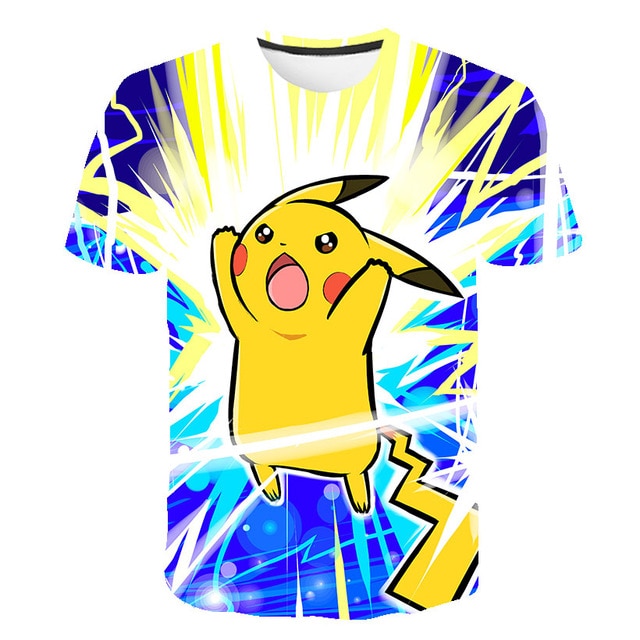 3D Movie Detective Pokemon Pikachu T-shirt For Boy/girl Tshirts Fashion Summer Casual Tees Anime Cute Cartoon Clothes-6