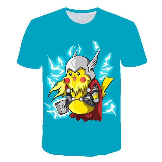 3D Movie Detective Pokemon Pikachu T-shirt For Boy/girl Tshirts Fashion Summer Casual Tees Anime Cute Cartoon Clothes-7