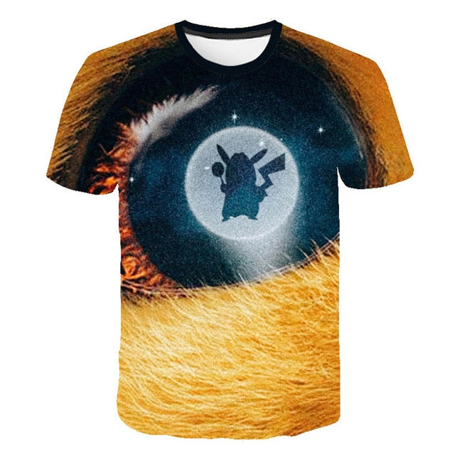 3D Movie Detective Pokemon Pikachu T-shirt For Boy/girl Tshirts Fashion Summer Casual Tees Anime Cute Cartoon Clothes-11