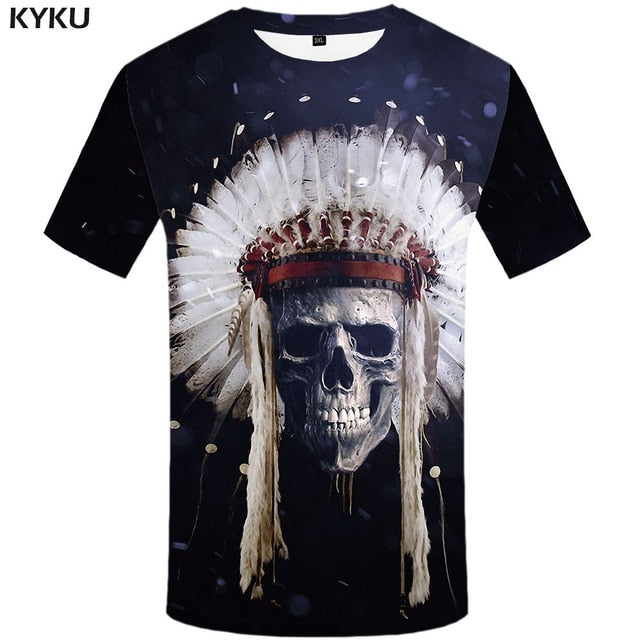 Skull T shirt Men Metal Tshirt Printed Rose Anime Clothes War Shirt Print Harajuku T-shirts 3d Mens Clothing-10