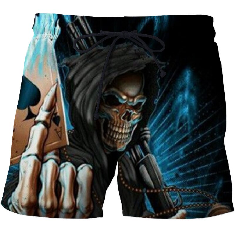 Skull poker 3D printed Beach Shorts Masculino Men Pant Printed Board Shorts Anime Short Plage Quick Dry Pant Streetwear-0