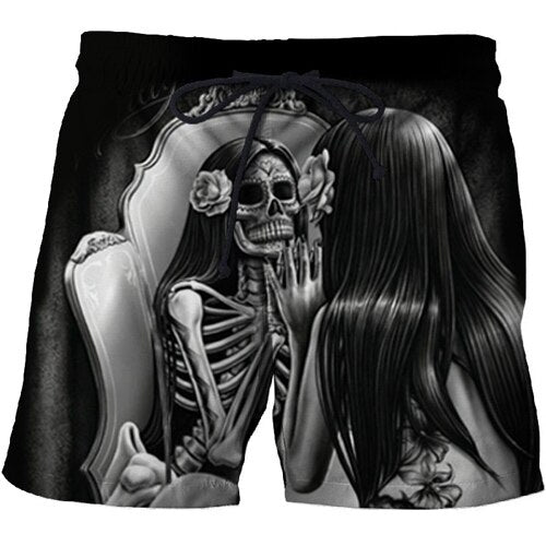 Skull poker 3D printed Beach Shorts Masculino Men Pant Printed Board Shorts Anime Short Plage Quick Dry Pant Streetwear-5