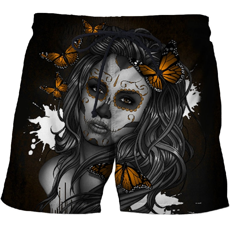 Skull poker 3D printed Beach Shorts Masculino Men Pant Printed Board Shorts Anime Short Plage Quick Dry Pant Streetwear-4