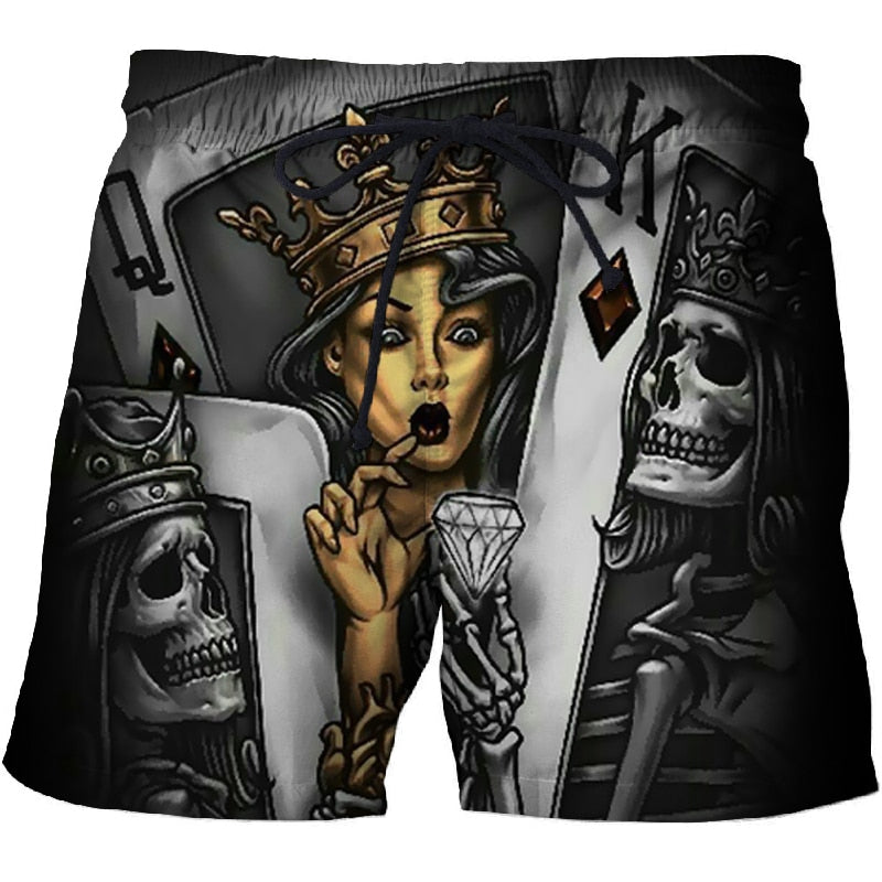 Skull poker 3D printed Beach Shorts Masculino Men Pant Printed Board Shorts Anime Short Plage Quick Dry Pant Streetwear-2