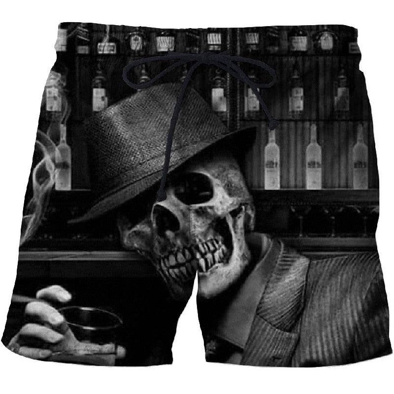 Skull poker 3D printed Beach Shorts Masculino Men Pant Printed Board Shorts Anime Short Plage Quick Dry Pant Streetwear-1