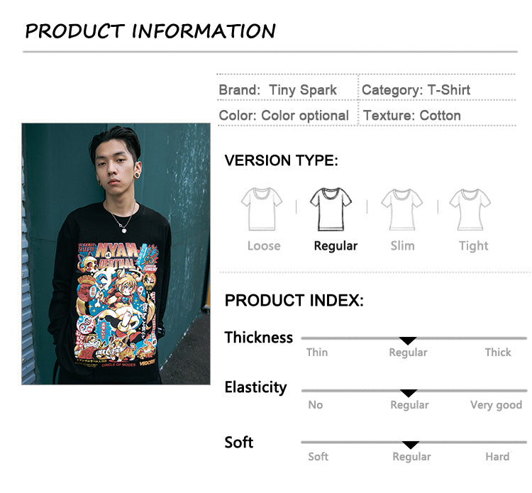 Men Hip Hop T Shirt Funny Anime Girl Japanese Harajuku Streetwear Tshirt Long Sleeve Tops Tees Cotton Loose Cartoon T-Shirts-4