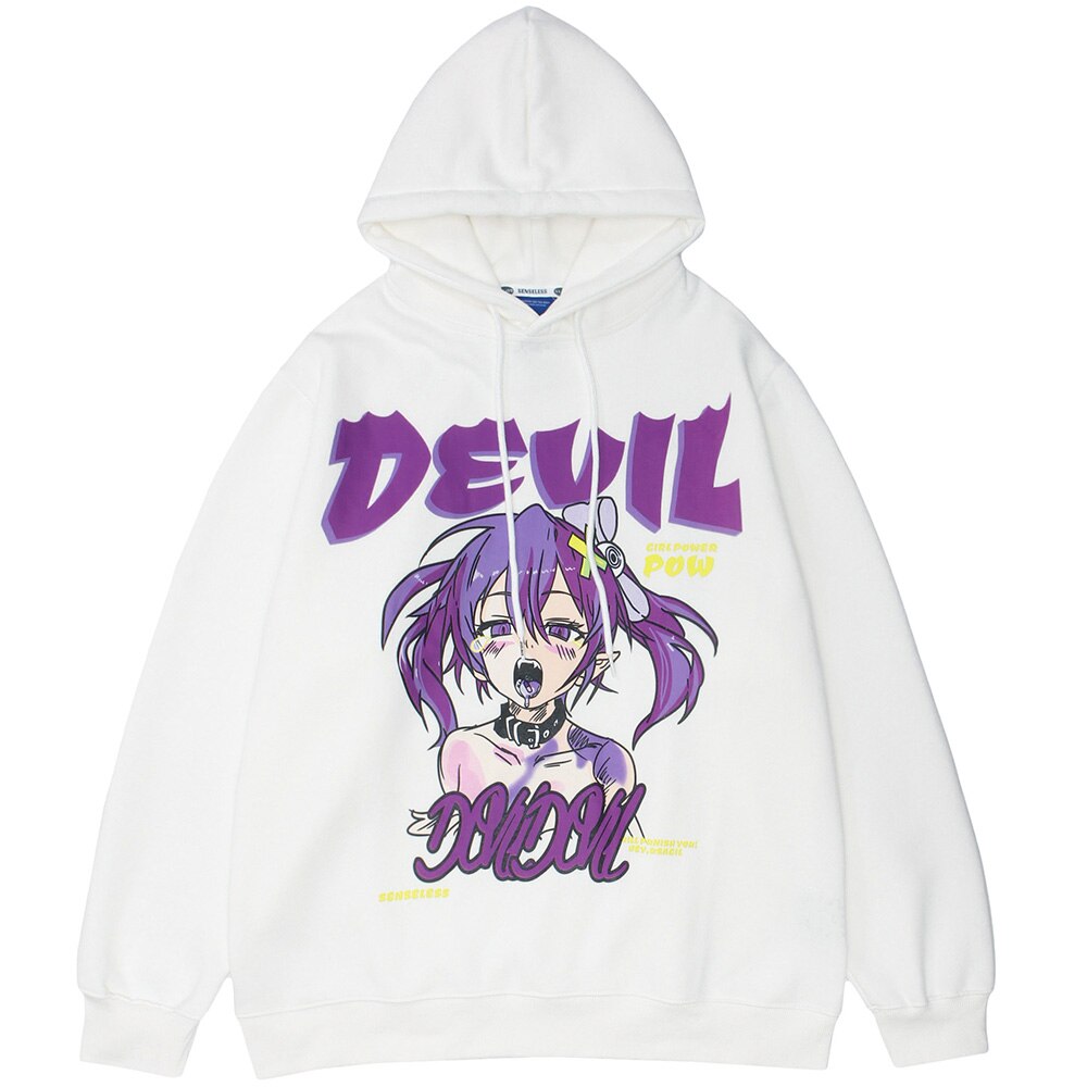 Hoodie Men Cartoon Gothic Girl Comics Anime Printed Sweatshirt Japanese High Street Harajuku Pullover Couple Streetwear-1