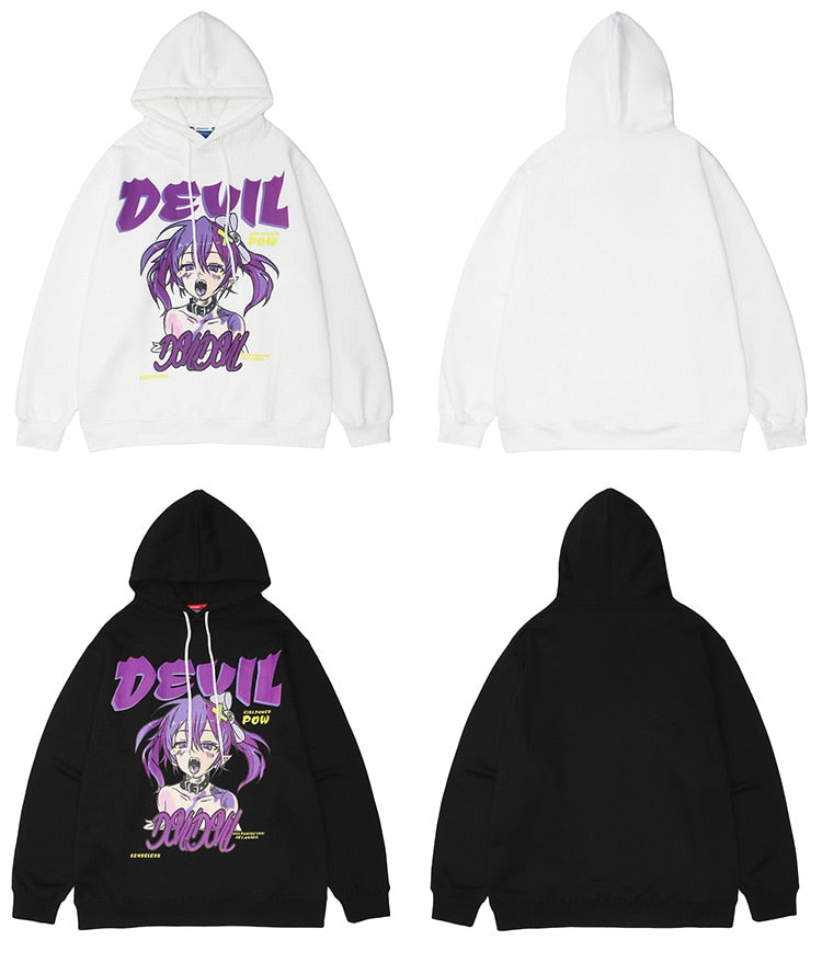 Hoodie Men Cartoon Gothic Girl Comics Anime Printed Sweatshirt Japanese High Street Harajuku Pullover Couple Streetwear-4