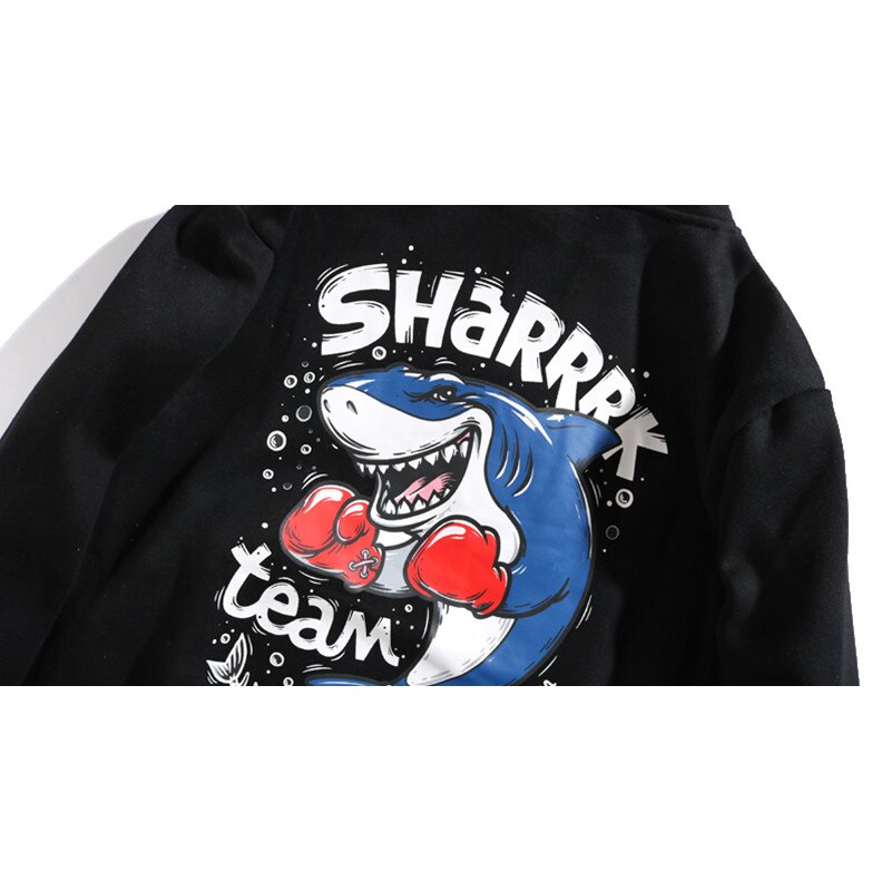 Funny Anime Shark Printed Hooded Sweatshirts Mens Streetwear Fleece Hoodies Autumn Casual Clothing-2