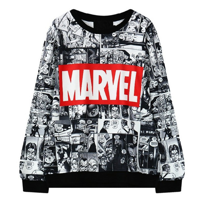 Woman Harajuku Anime Portrait Print Sweatshirts-0