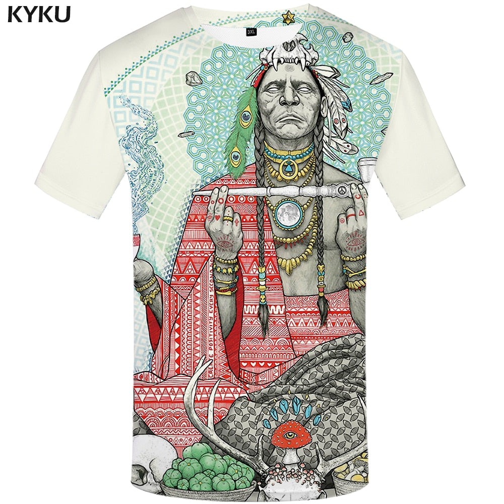 Men Harajuku T-shirts 3d America Tshirt Printed Feather Tshirts Casual Colorful Anime Clothes-0
