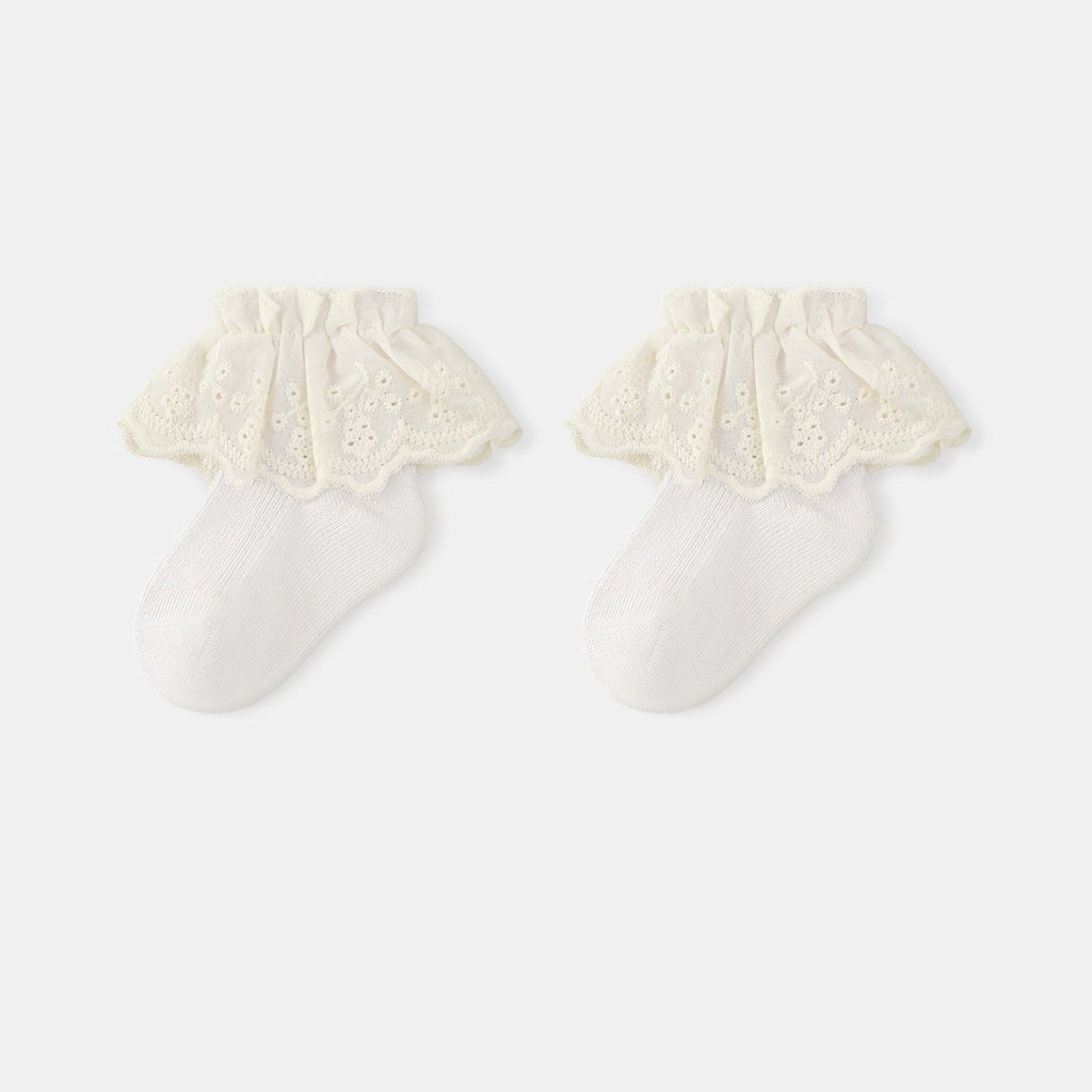 Autumn and Spring Baby Kids Girls Breathable Lace Trim Vintage Socks-5