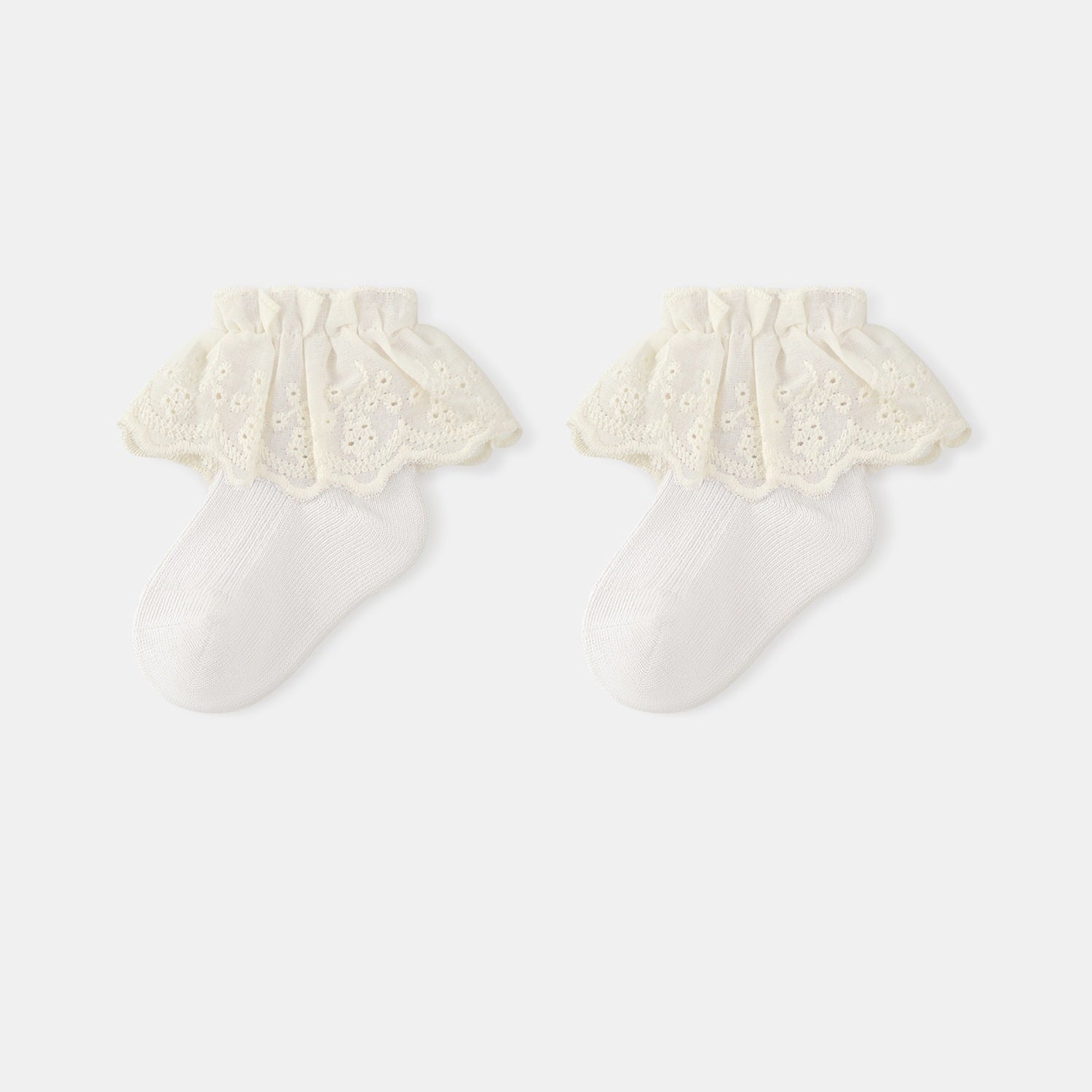 Autumn and Spring Baby Kids Girls Breathable Lace Trim Vintage Socks-5