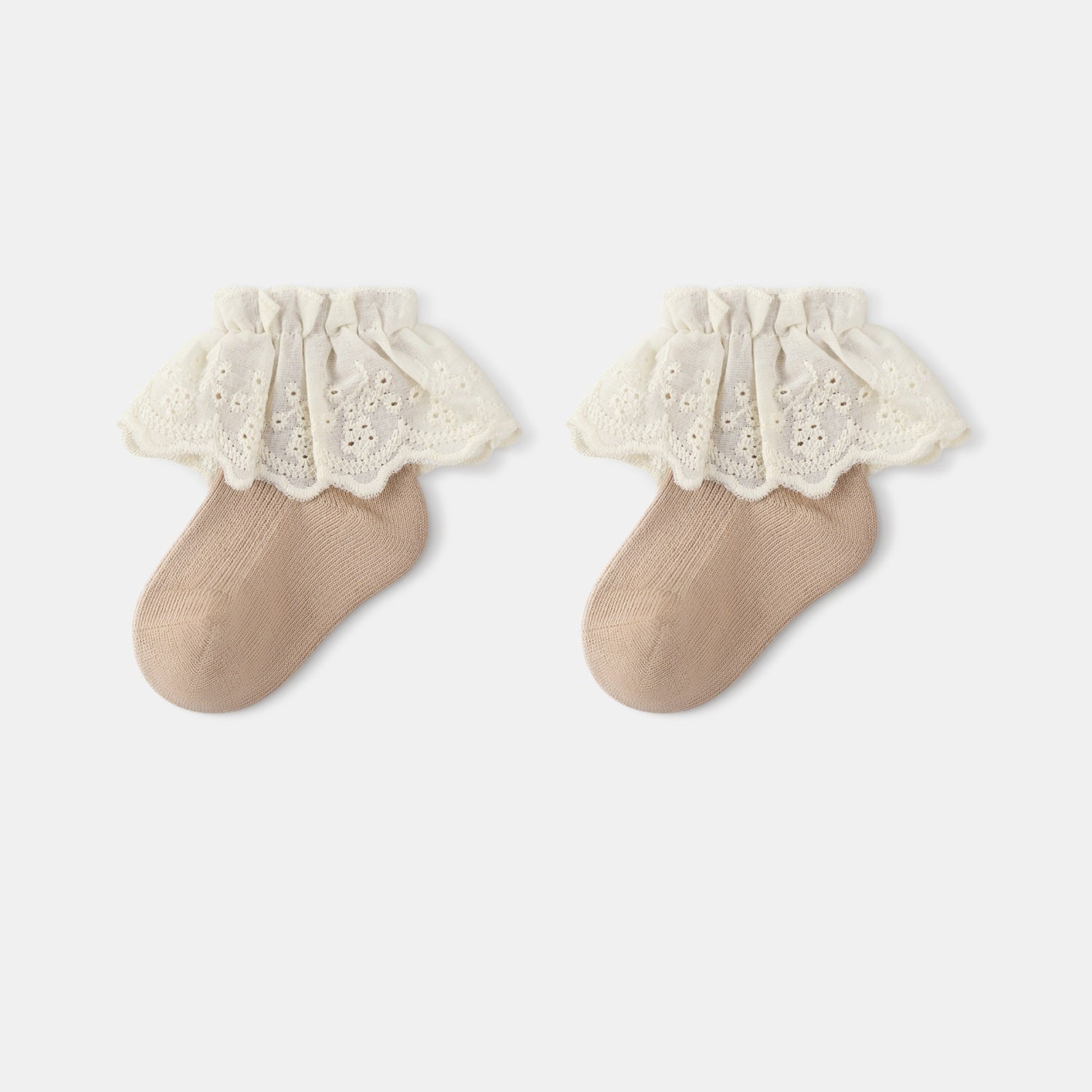 Autumn and Spring Baby Kids Girls Breathable Lace Trim Vintage Socks-4