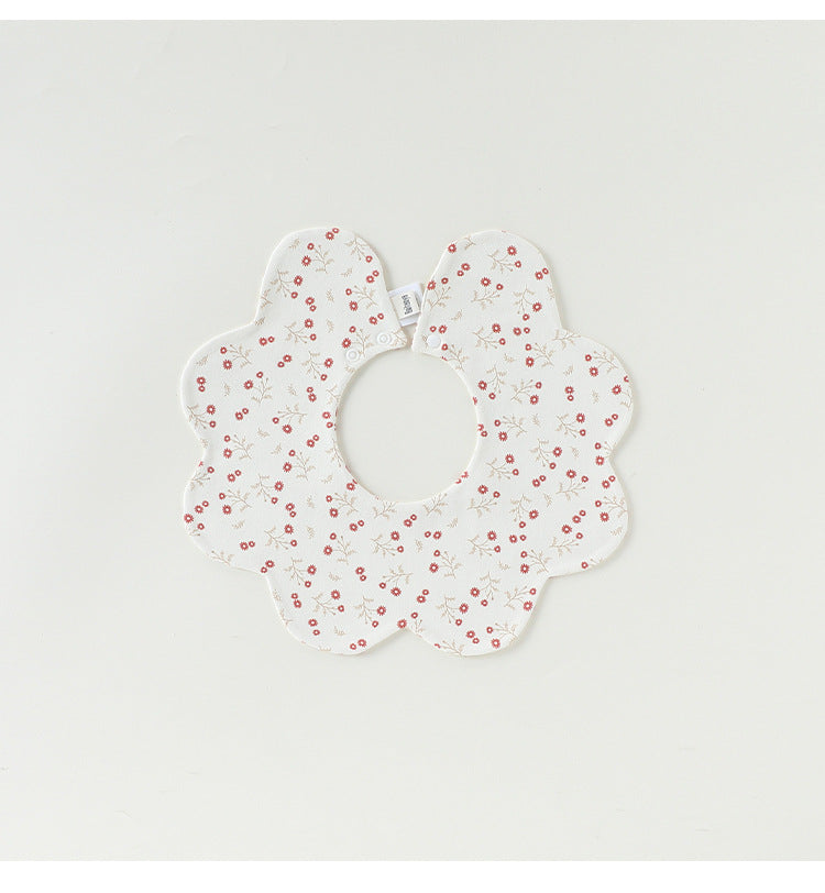 Adorable Simple Pattern Cotton Snap-on Flowers Shaped Bib-3