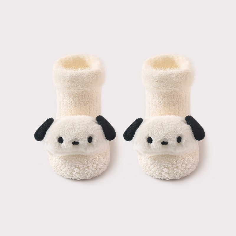 Thickened Winter Toddler Walking Socks – Mid-Calf Anti-Slip Cartoon Baby Floor Shoe Socks-2