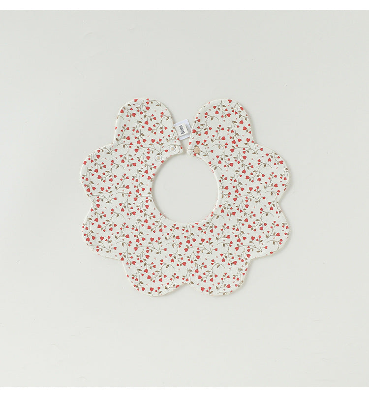 Adorable Simple Pattern Cotton Snap-on Flowers Shaped Bib-2