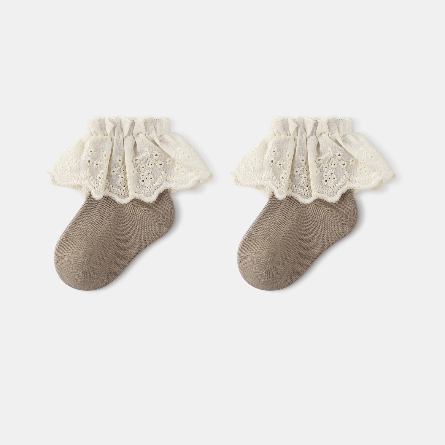 Autumn and Spring Baby Kids Girls Breathable Lace Trim Vintage Socks-2