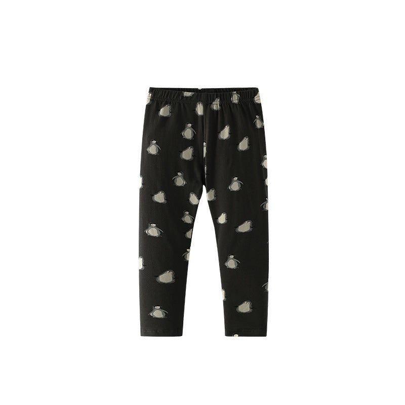 Autumn Arrival Baby Kids Girls Penguins Pattern Casual Pants-0