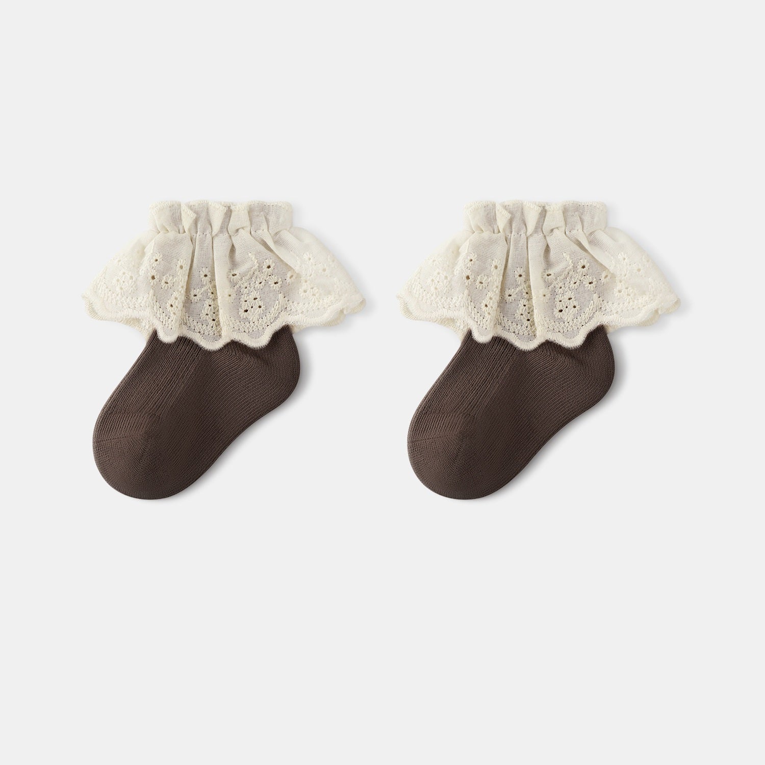 Autumn and Spring Baby Kids Girls Breathable Lace Trim Vintage Socks-3