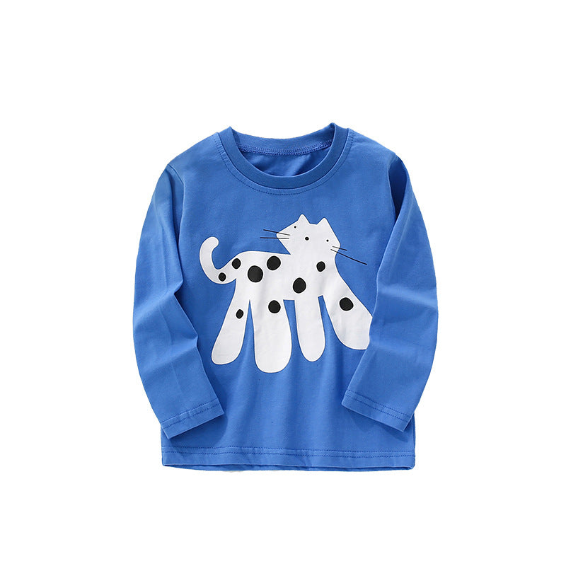 Autumn and Spring Arrival Animals Cartoon Pattern Long Sleeves Top for Stylish Boys-0