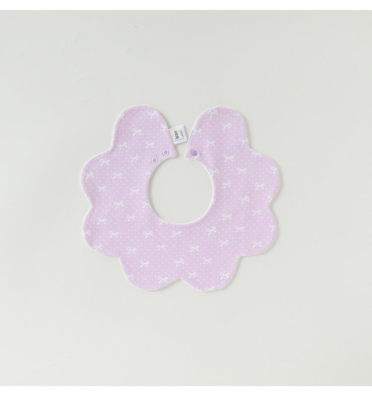 Adorable Simple Pattern Cotton Snap-on Flowers Shaped Bib-4