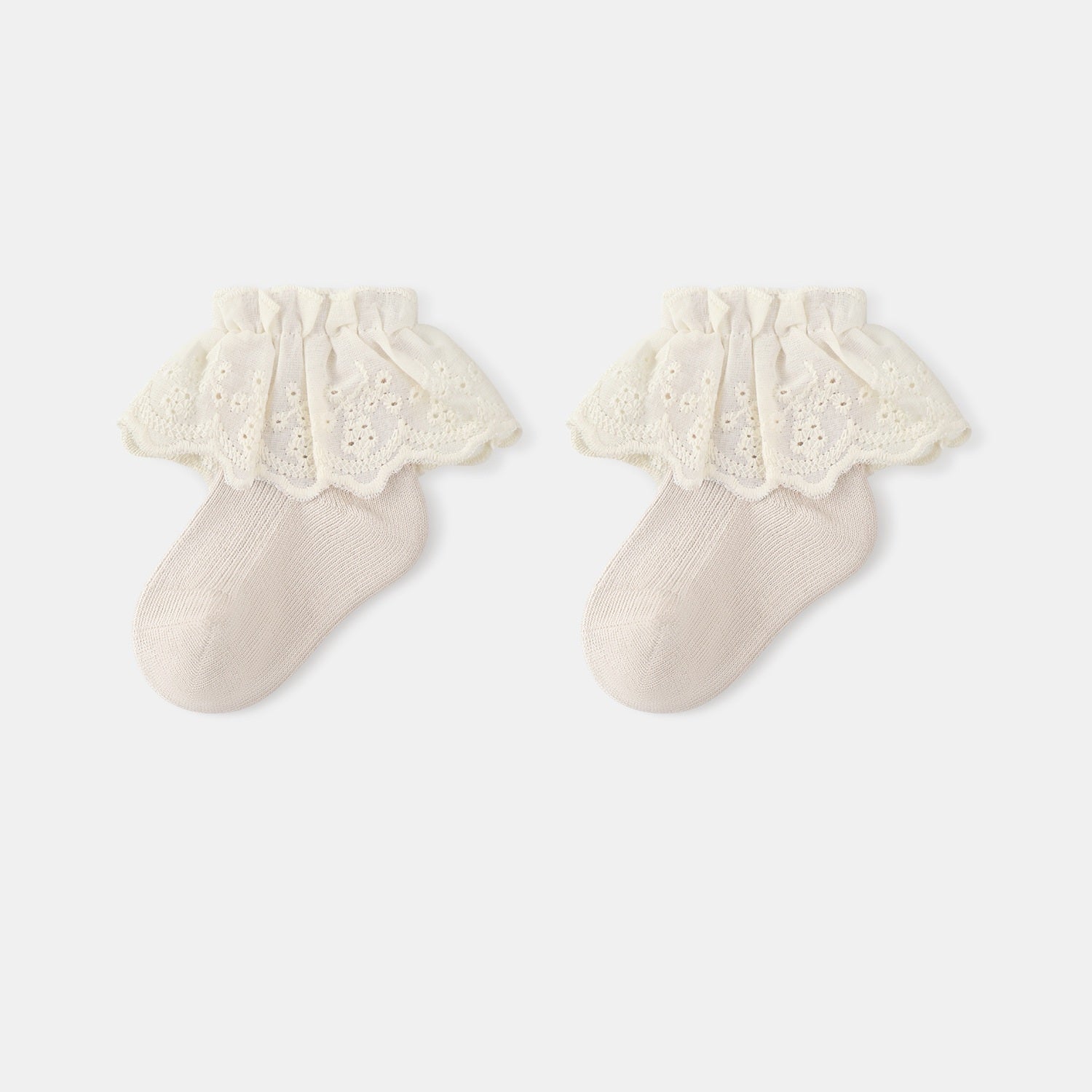 Autumn and Spring Baby Kids Girls Breathable Lace Trim Vintage Socks-1