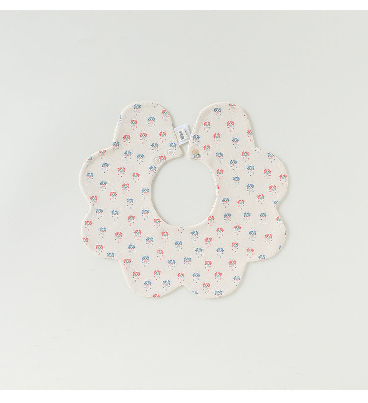 Adorable Simple Pattern Cotton Snap-on Flowers Shaped Bib-1