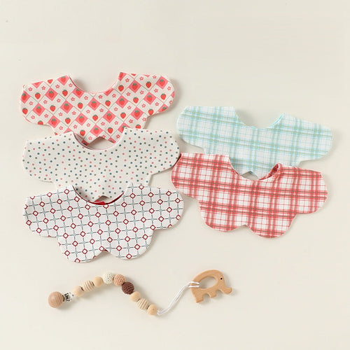 Adorable Simple Pattern Cotton Snap-on Flowers Shaped Bib-0