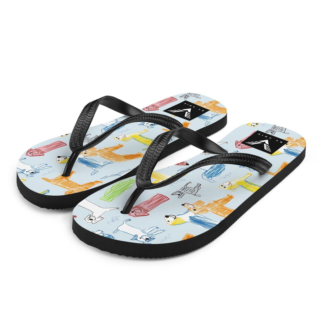 Puppy Sketch Flip Flops