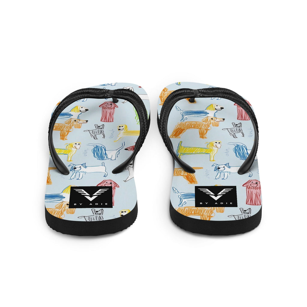 Puppy Sketch Flip Flops