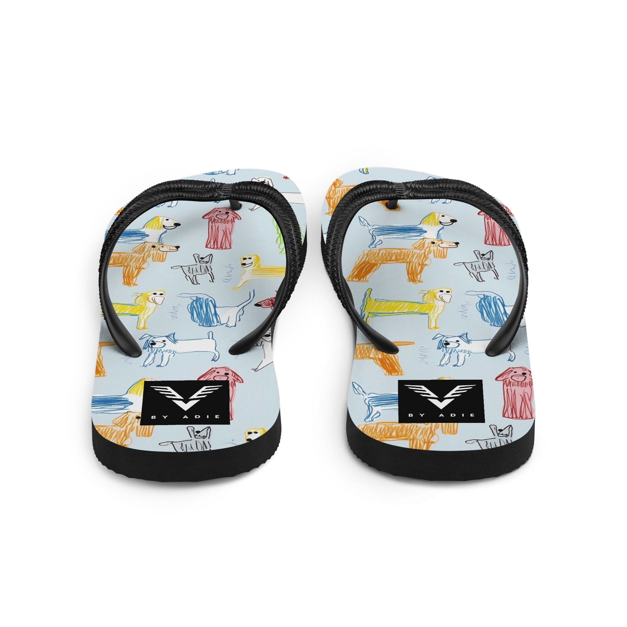 Puppy Sketch Flip Flops