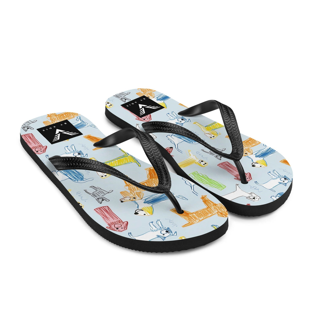 Puppy Sketch Flip Flops