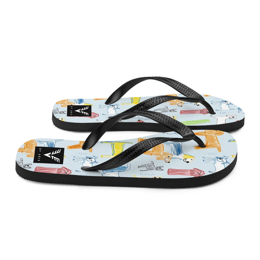 Puppy Sketch Flip Flops