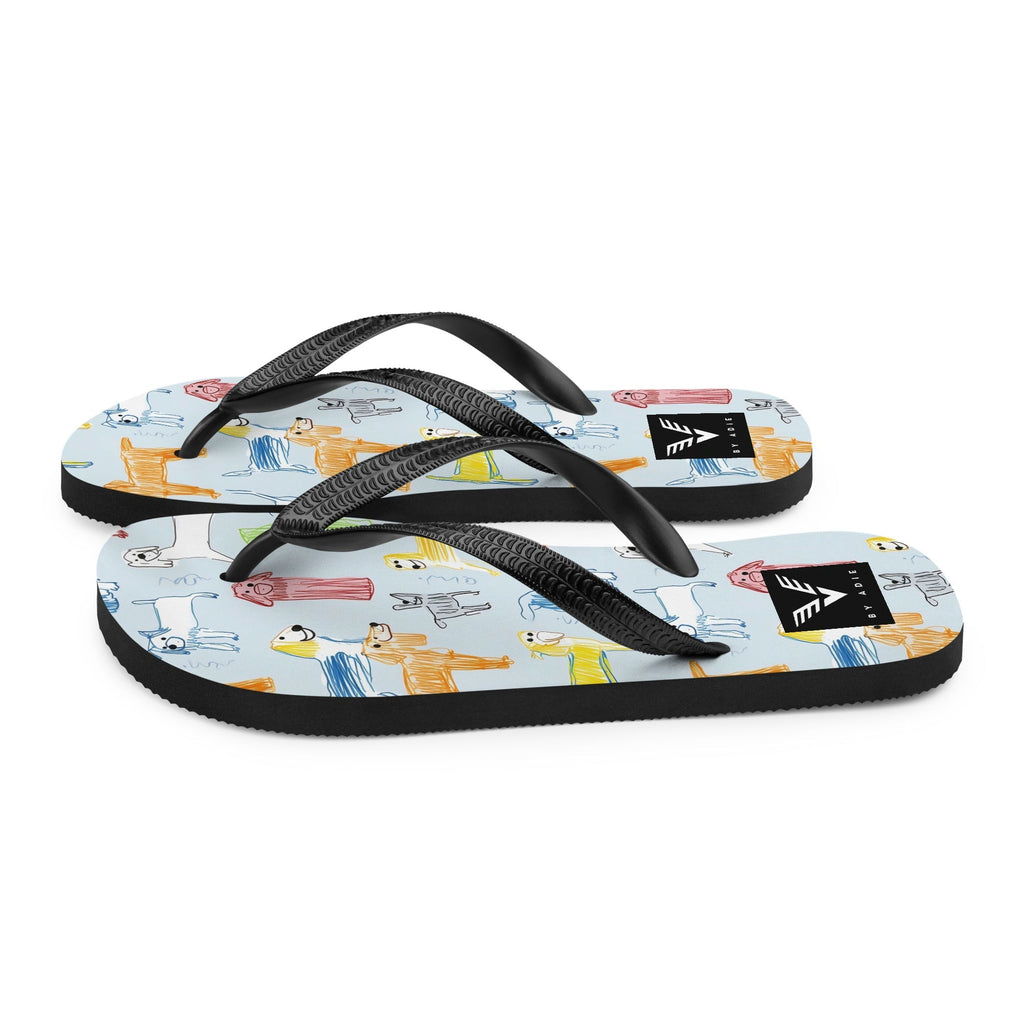Puppy Sketch Flip Flops