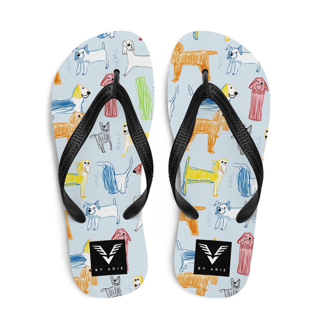 Puppy Sketch Flip Flops