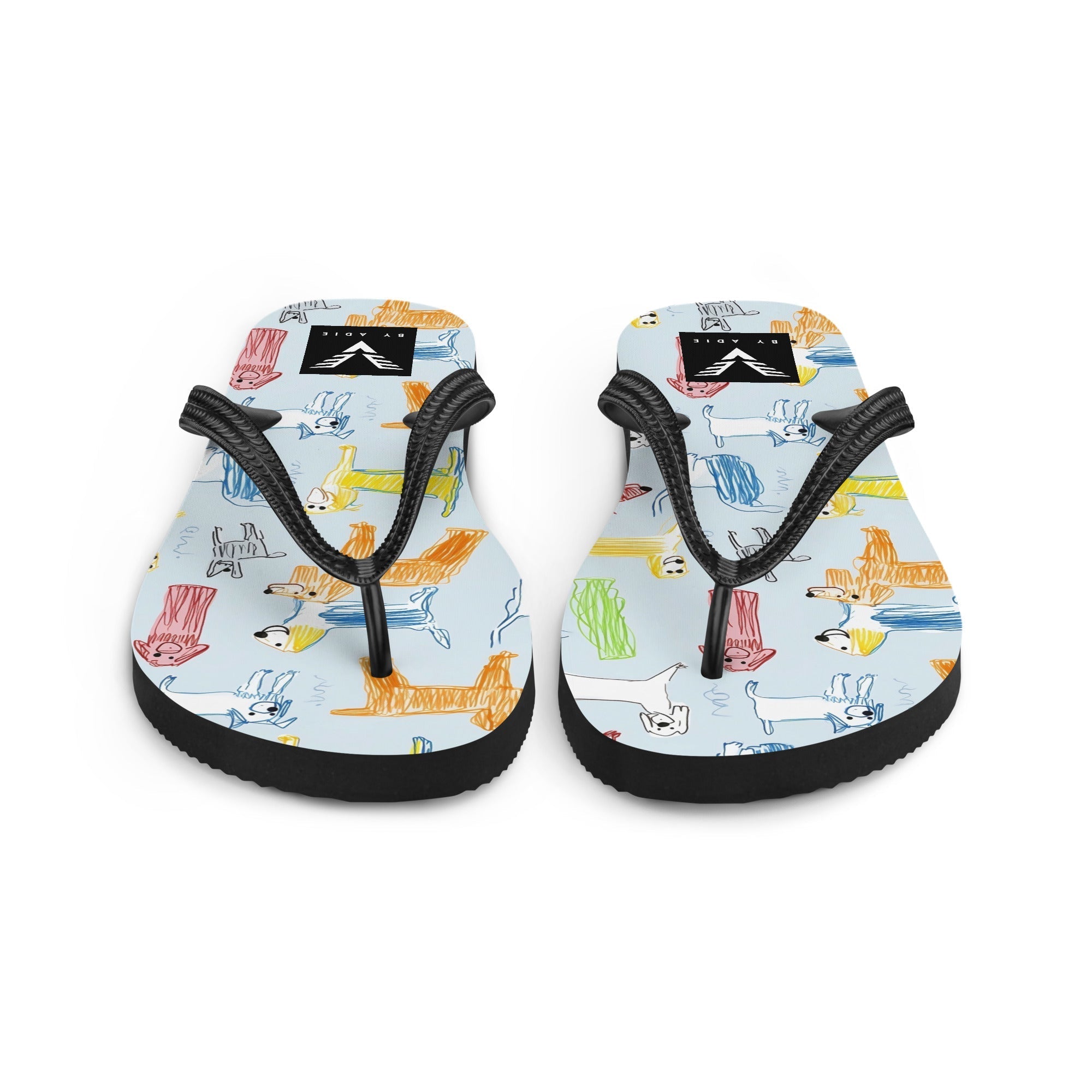 Puppy Sketch Flip Flops