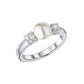 Diamonfire Shell Pearl and Zirconia Trilogy Ring-0