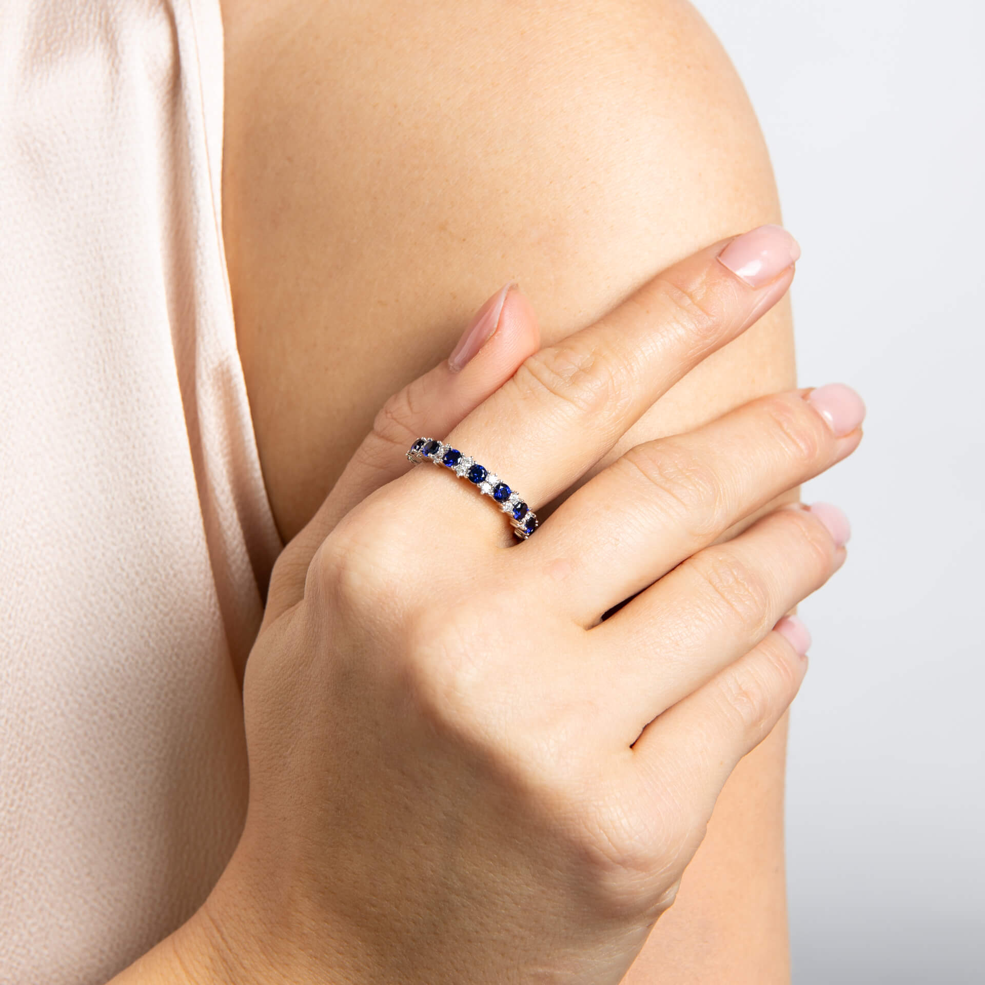 Diamonfire Two Tone Zirconia 3/4 Eternity Ring-1
