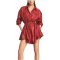 Women’s Red Flared Leather Mini Dress-0