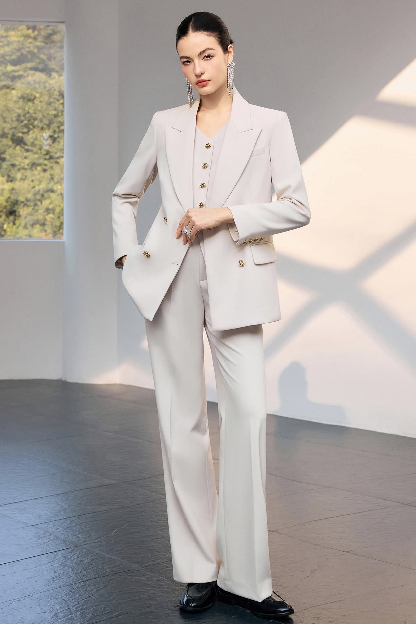The Ivory Three-Piece Double-Breasted Suit-0