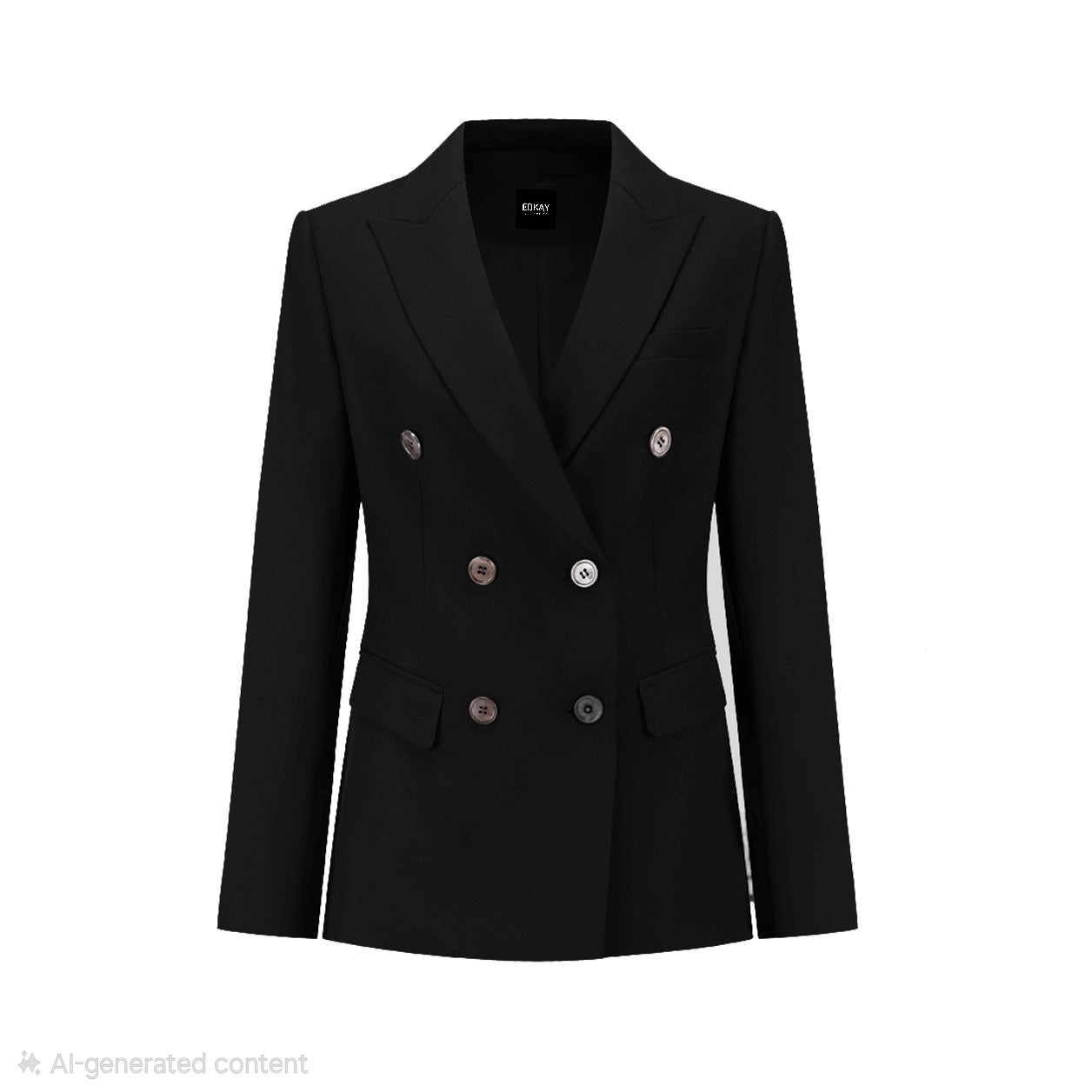 Double breasted pantsuit or skirt suit in black-4