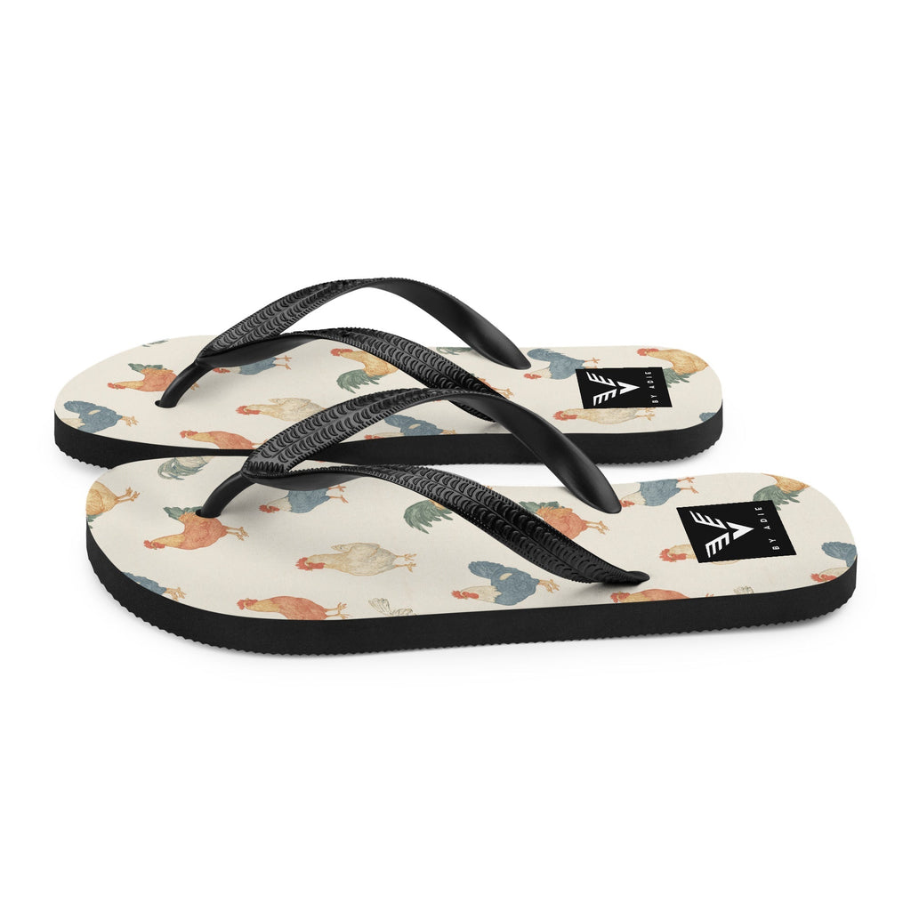 Rooster Pattern Flip Flops