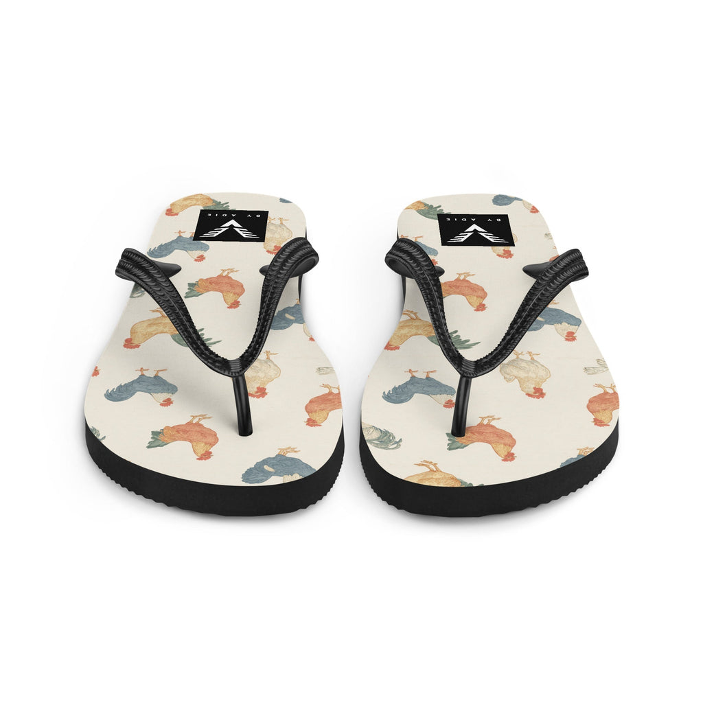 Rooster Pattern Flip Flops