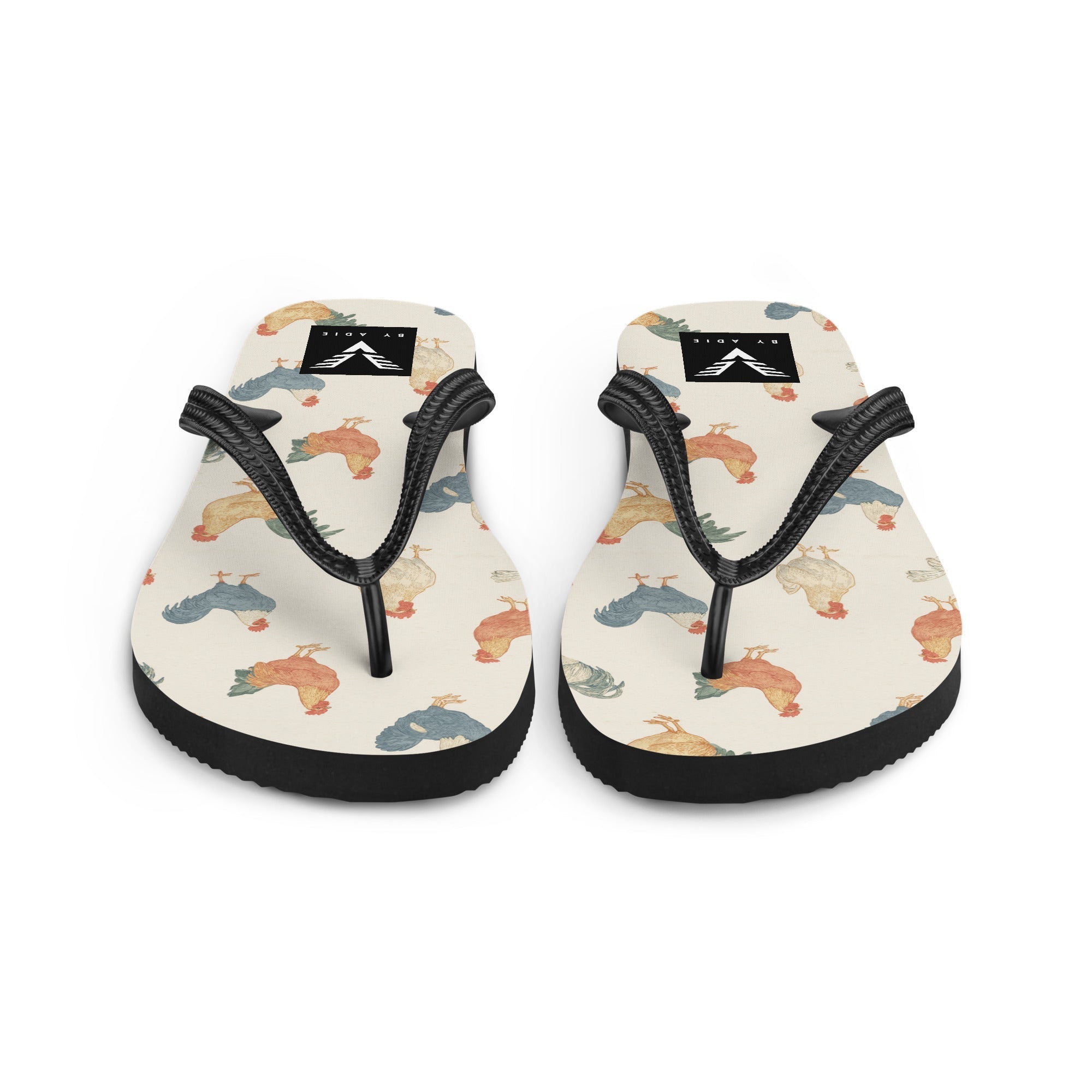 Rooster Pattern Flip Flops