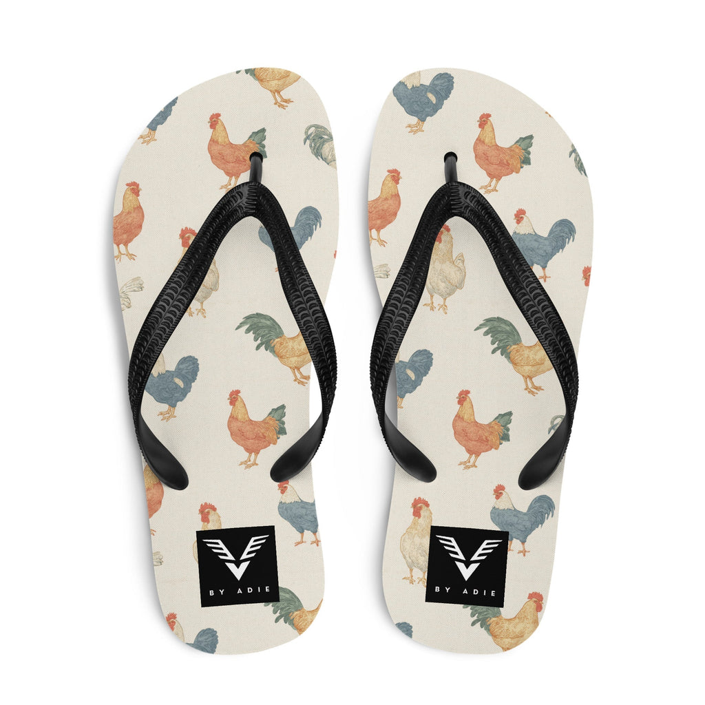 Rooster Pattern Flip Flops