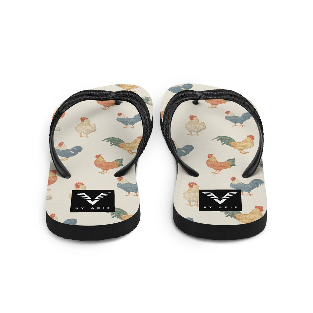 Rooster Pattern Flip Flops