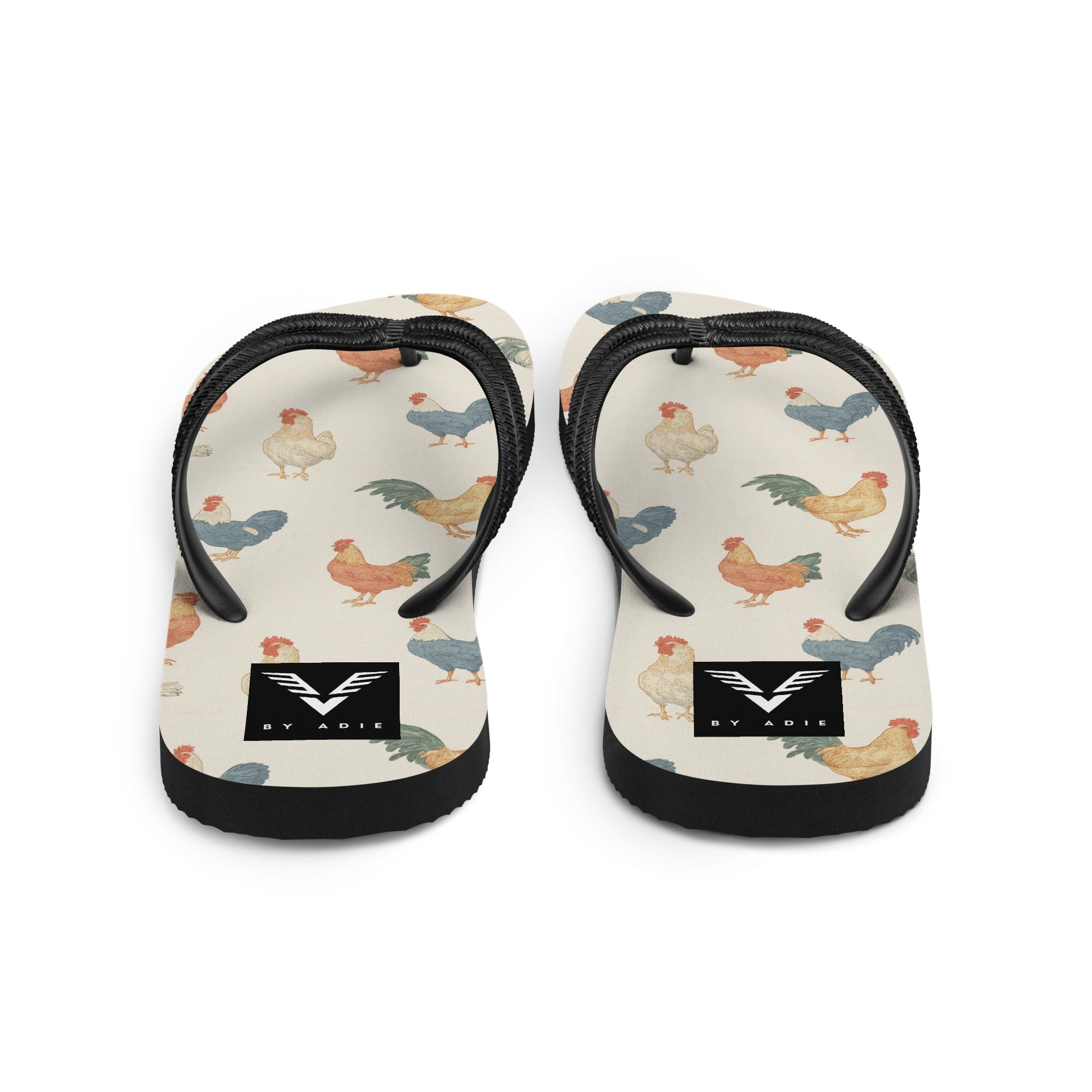 Rooster Pattern Flip Flops